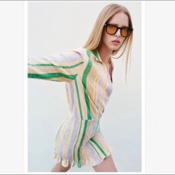 Zara Dresses & Skirts - Zara The Valery Dress Pastel Multicolored Striped Smocked Bottom Size L